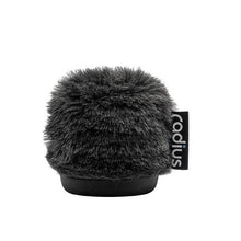 5cm Nimbus mic windshield, grey fur side profile with attachment label
