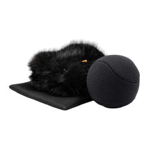Black perforated spacer ball with fuzzy strap and flat base