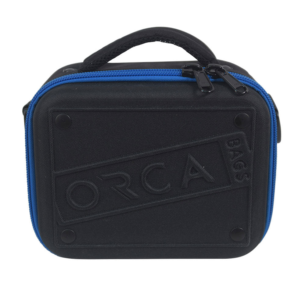Orca OR-66 extra small hard shell accessory bag with blue trim and top handle