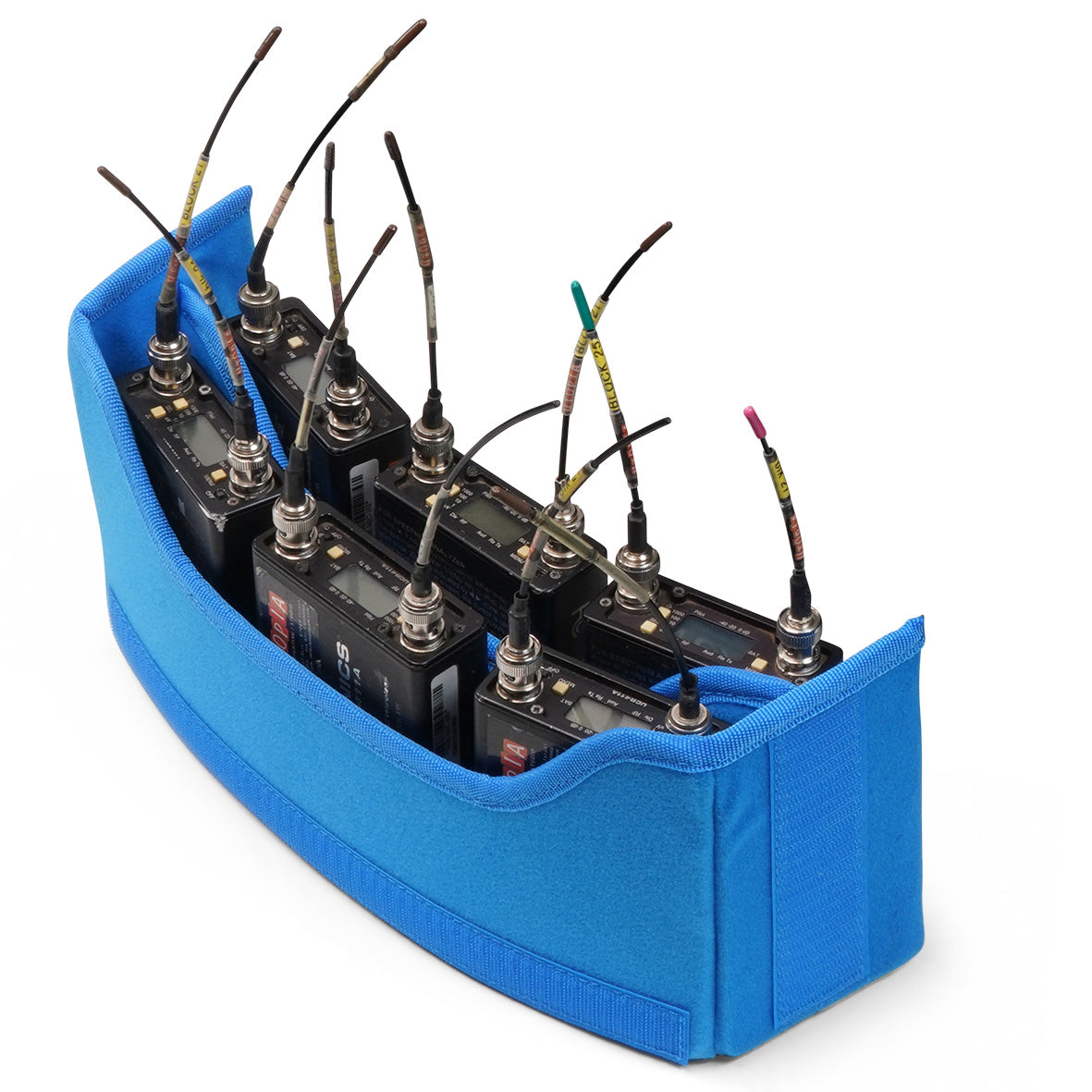 OR-334 audio mixer bag with blue padded interior and fitted compartments for mixer modules