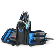 Orca Audio Bag OR-272, black padded case with blue interior compartments and zippers