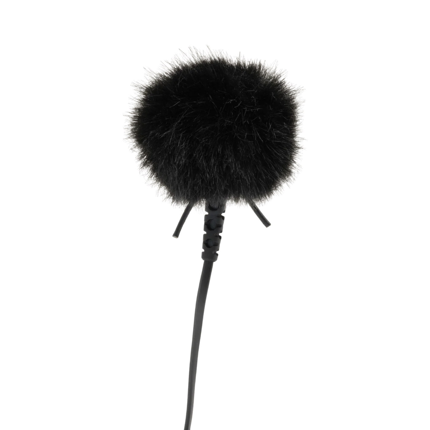 Outdoor mic kit microphone with black windscreen and coiled cable connector