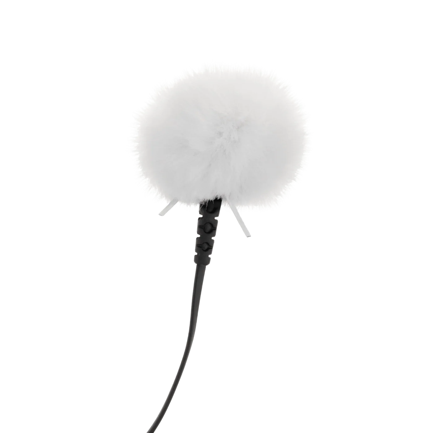 Outdoor mic kit microphone with white windscreen and coiled cable connector