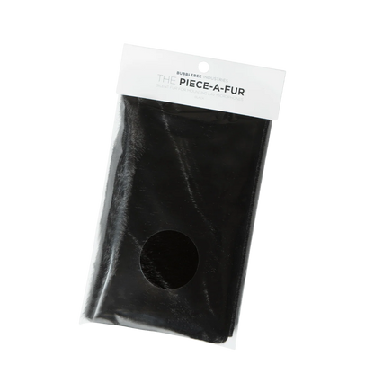 Black faux fur patch with adhesive backing and round cutout for mounting