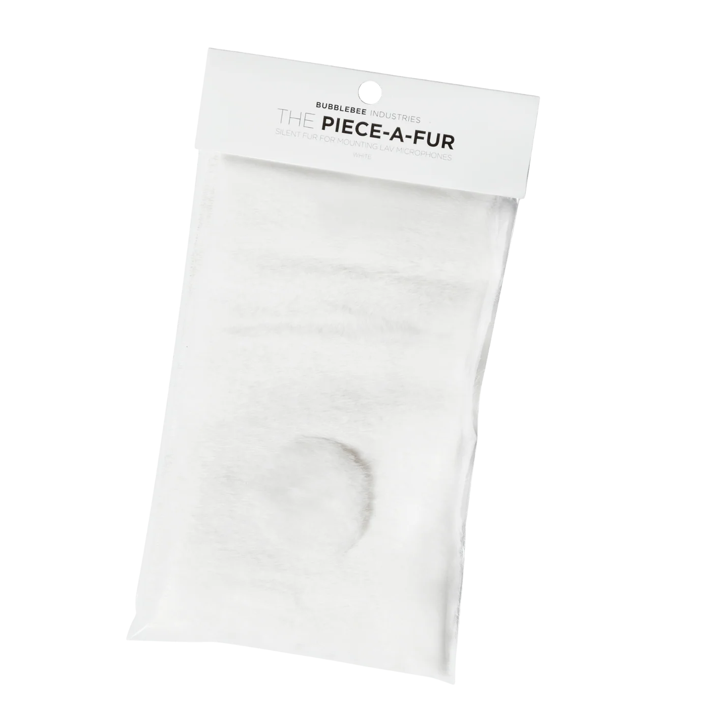 Off-white faux fur patch with adhesive backing and round cutout for mounting