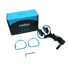 Shock mount kit with blue isolator rings, black frame, base, and mounting hardware
