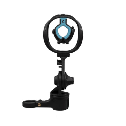 RAD-2 shock mount with black circular ring, blue insert and four-point grip