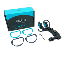 RAD-2 shock mount kit with blue-and-black rings and mounting accessories in box