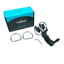RAD-1 shock mount kit with circular cradle, straps, and included parts