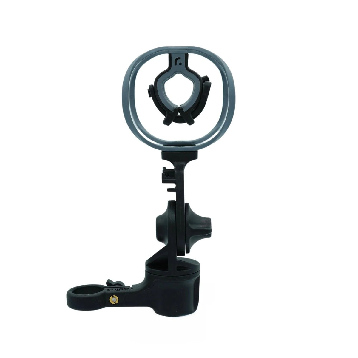 RAD-1 shock mount with circular cradle and two side clamps, black and dark gray