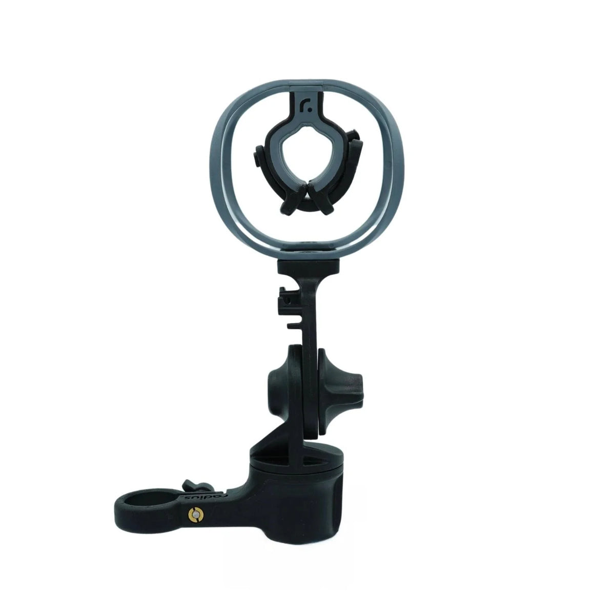 Dark shock mount with circular ring and cable mount, black