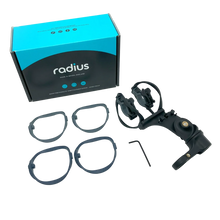 radius microphone shock mount kit with box, rubber rings, and clips