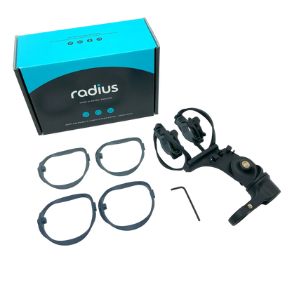 radius microphone shock mount kit with box, rubber rings, and clips