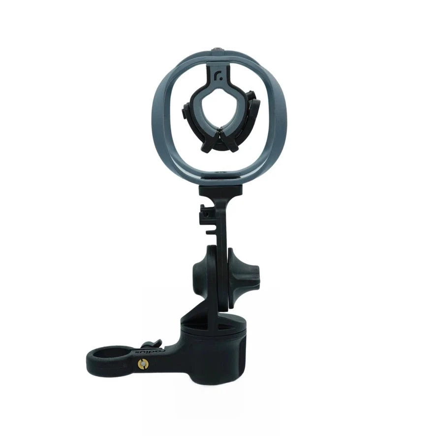 Dark shock mount with circular yoke and black clamp base