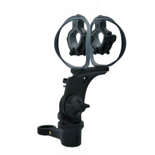 Black microphone shock mount with circular frame and mounting arm
