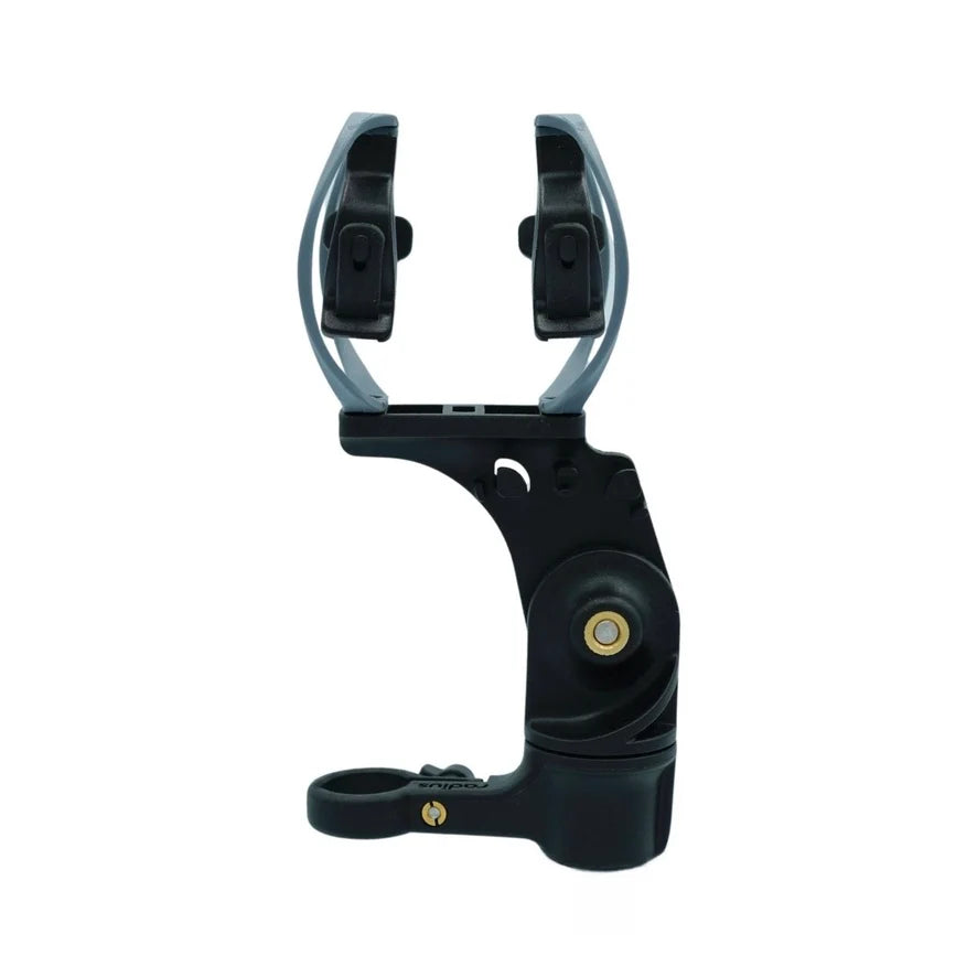Black shock mount with side clamps and circular suspension ring detail
