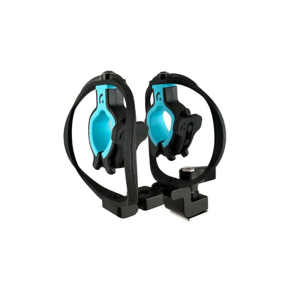 RAD-2 camera shoe microphone shock mount with dual blue shock mounts and locking base foot
