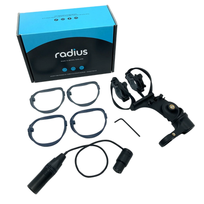 RAD-2 shock mount kit with multiple cables, shock bands, and radius box