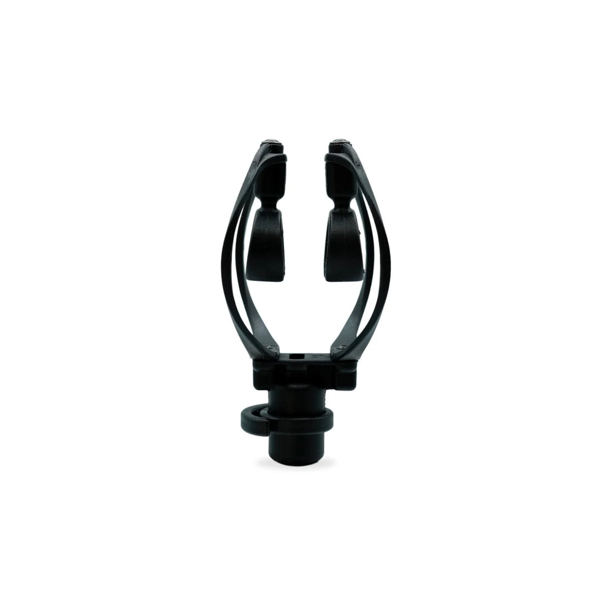 Black microphone shock mount viewed from front with dual side supports