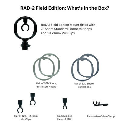 RAD-2 Field Edition shock mount kit with circular suspension hoop and included parts