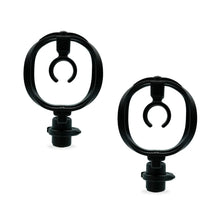 Pair of black RAD-2 field base mounts with circular rings and central posts