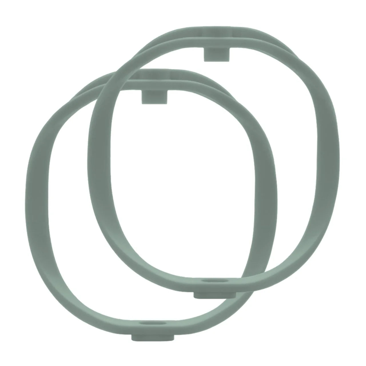 Pair of RAD-2 hoops in dark gray, two overlapping round rings with tabs