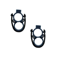 Pair of black double microphone clips with circular mounting rings