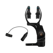 Black microphone shock mount with 3-pin XLR cable and dual elastic holders