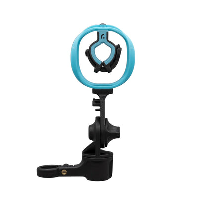 RAD-2 shock mount with blue circular ring, black bracket and side locking handle