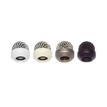 Metal microphone windscreen set with four mesh caps in light, beige, silver, and dark colors