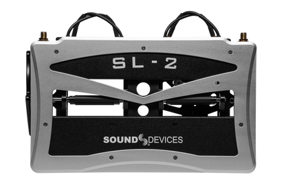 SL-2 audio device front with silver handle, angled grille, and SOUND DEVICES logo