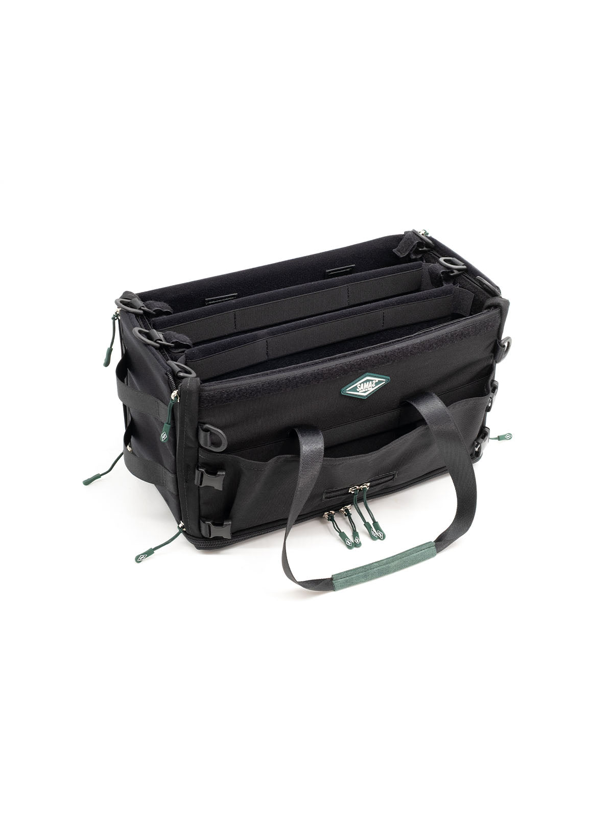 Black medium audio mixer recorder bag with side straps and zippered front compartments