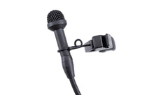 Black lavalier microphone capsule with foam windscreen and clip mount