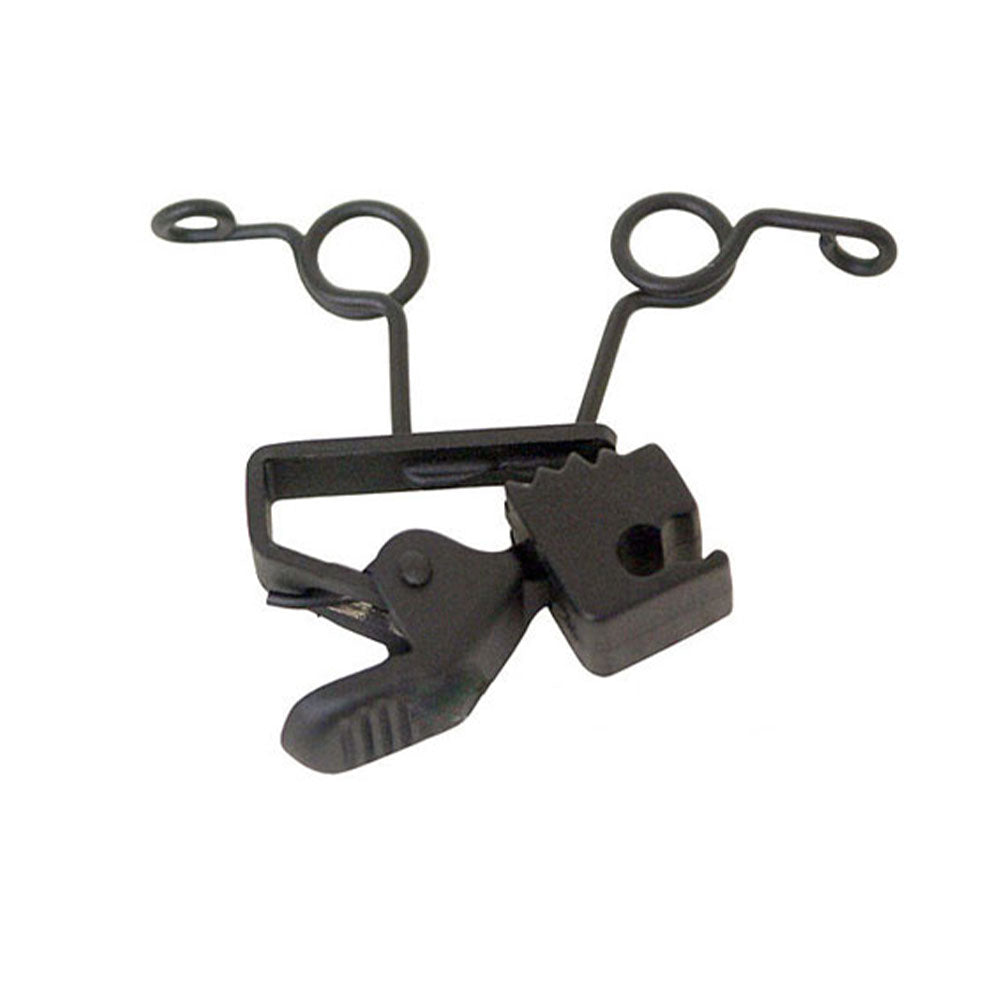 Double microphone holder clip, dark gray/black color with two spring arms