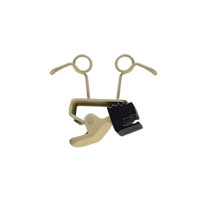 Double microphone holder clip, beige/cream finish with two spring arms