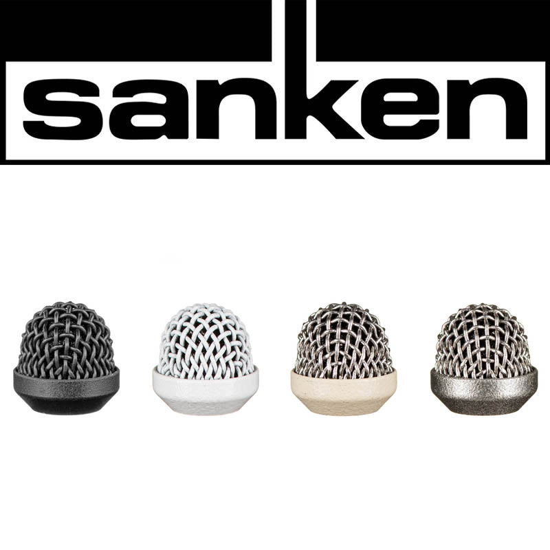 Metal microphone windscreen set of four mesh caps: black, white, beige, and silver