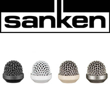 Metal microphone windscreen set of four mesh caps: black, white, beige, and silver