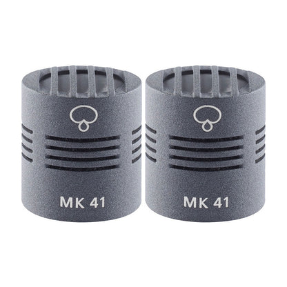 Pair of Schoeps MK 41 supercardioid microphone capsules with foam housing and MK 41 labels