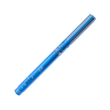 Blue digital shotgun microphone angled view showing vented barrel and connector