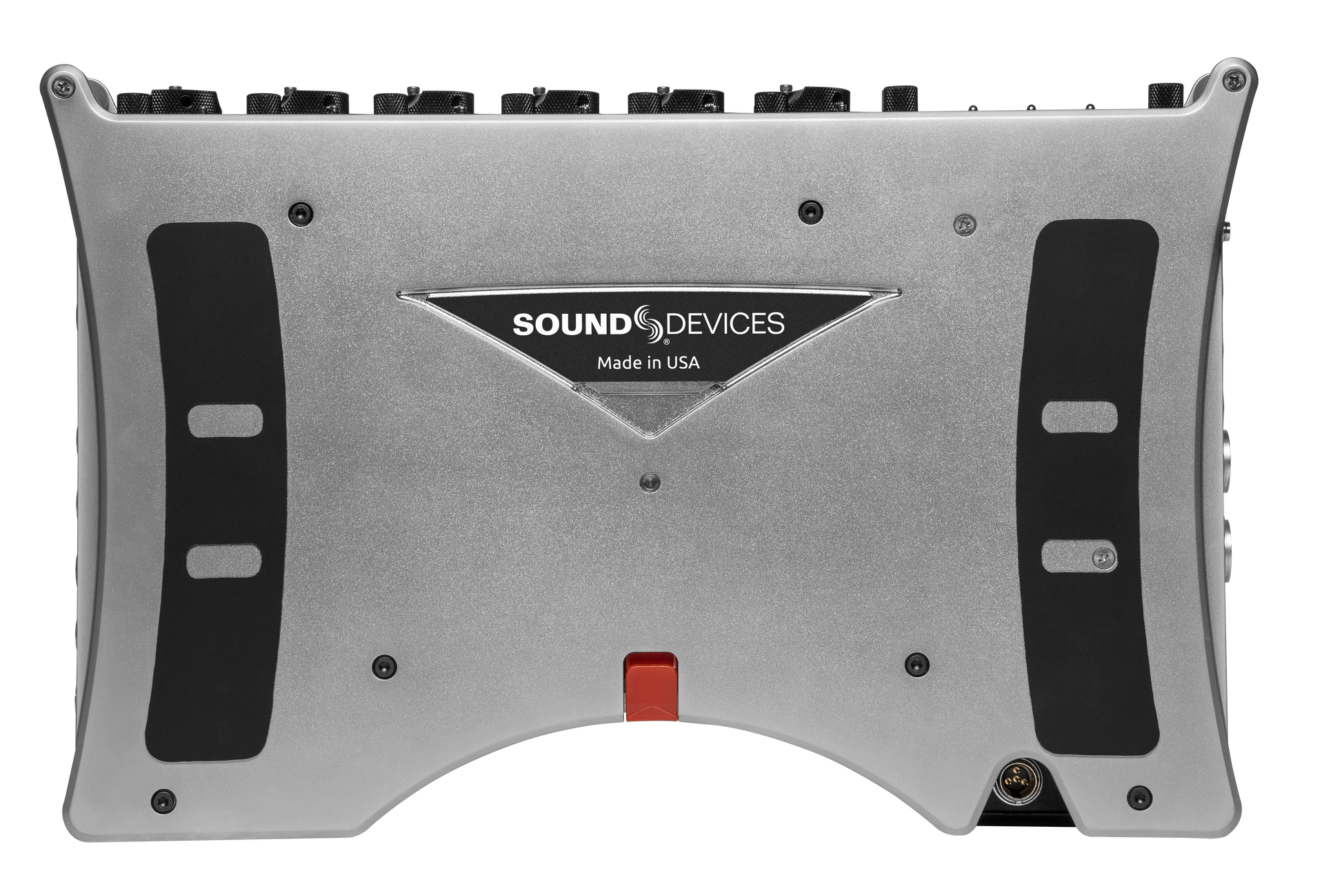 Sound Devices Scorpio rear panel with mounting holes and “SOUND DEVICES” label
