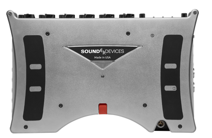 Sound Devices Scorpio rear panel with mounting holes and “SOUND DEVICES” label