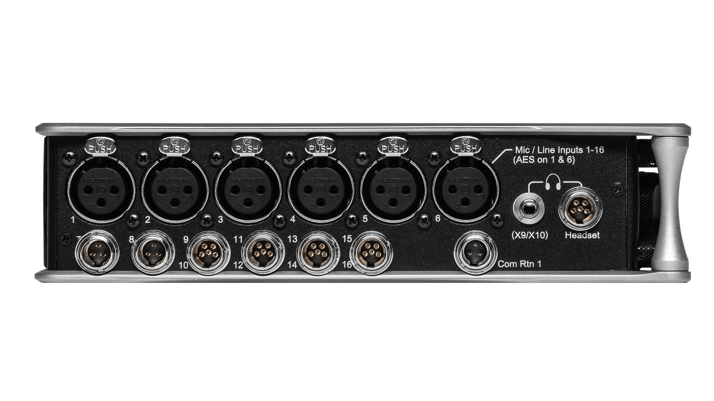 Sound Devices Scorpio rear input/output panel with multiple connectors and ports