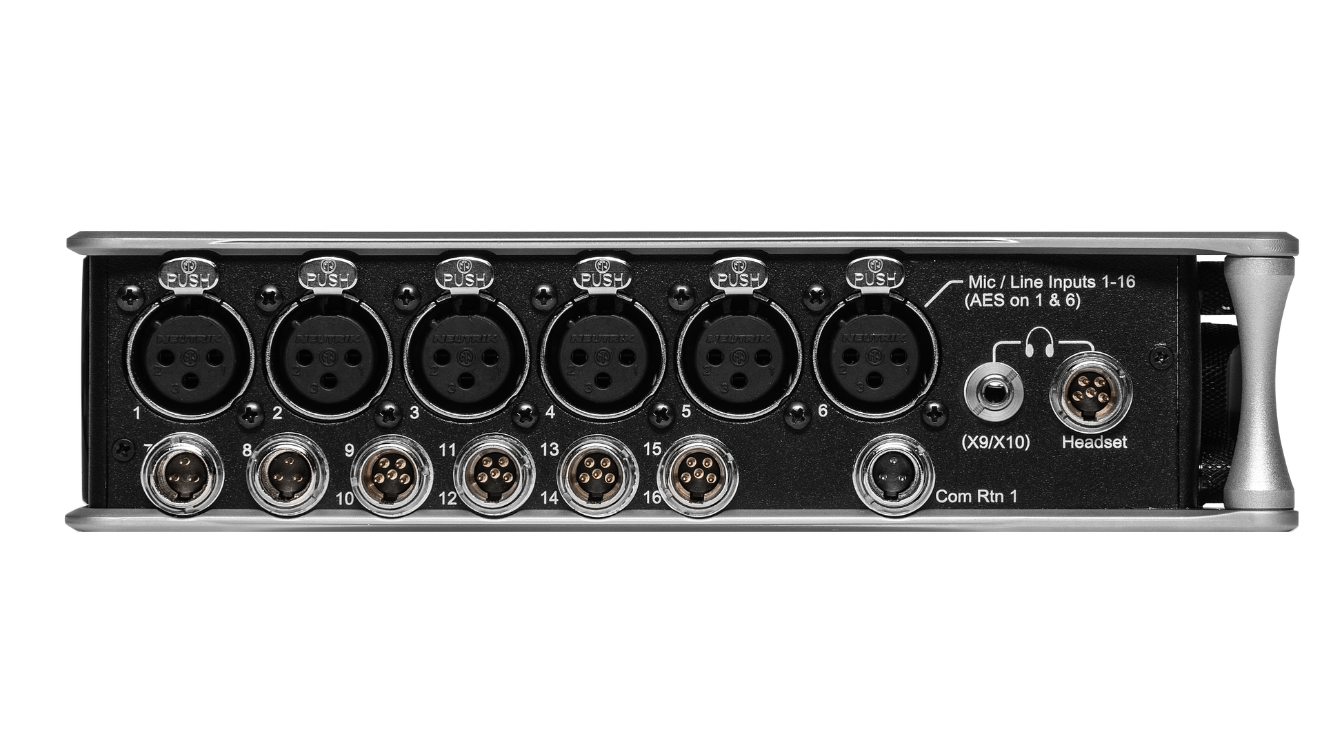 Sound Devices Scorpio rear input/output panel with multiple connectors and ports