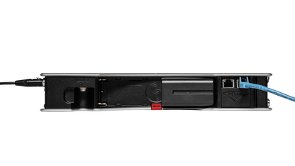 Sound Devices Scorpio underside view with ports, slots, and connector sections