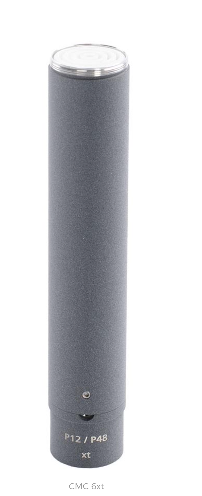 Schoeps CMC 6xt U microphone amplifier, dark gray cylindrical body with top cap