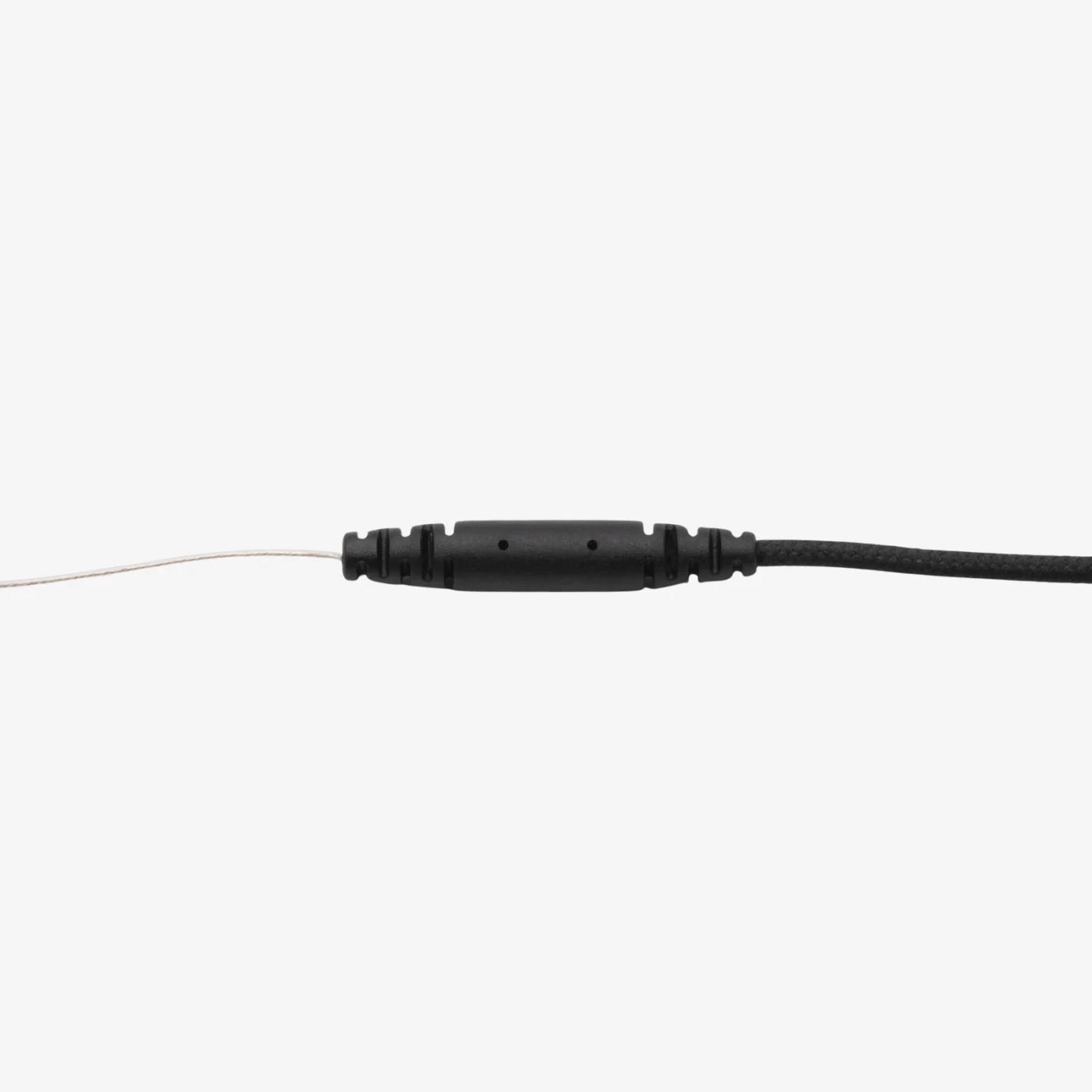 Broadcast earpiece cable with inline control module and black connectors