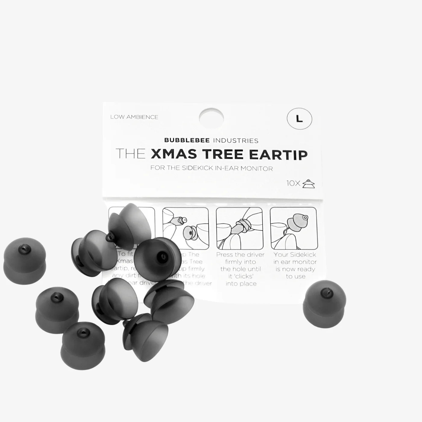 10-pack Christmas tree eartips in dark silicone, small dome caps