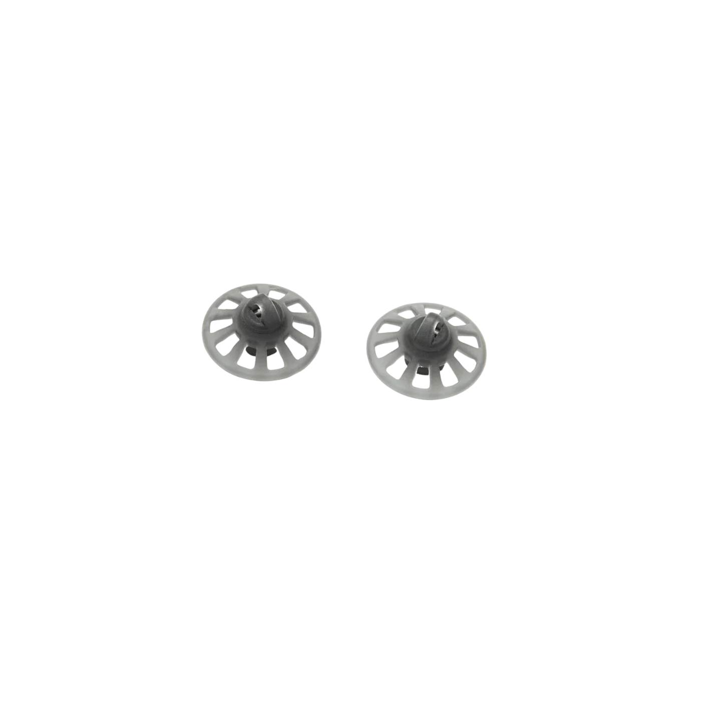 Light gray silicone eartips with perforated round pattern and central stem