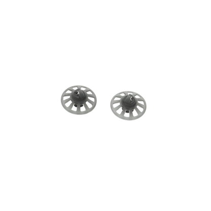 Light gray silicone eartips with perforated round pattern and central stem