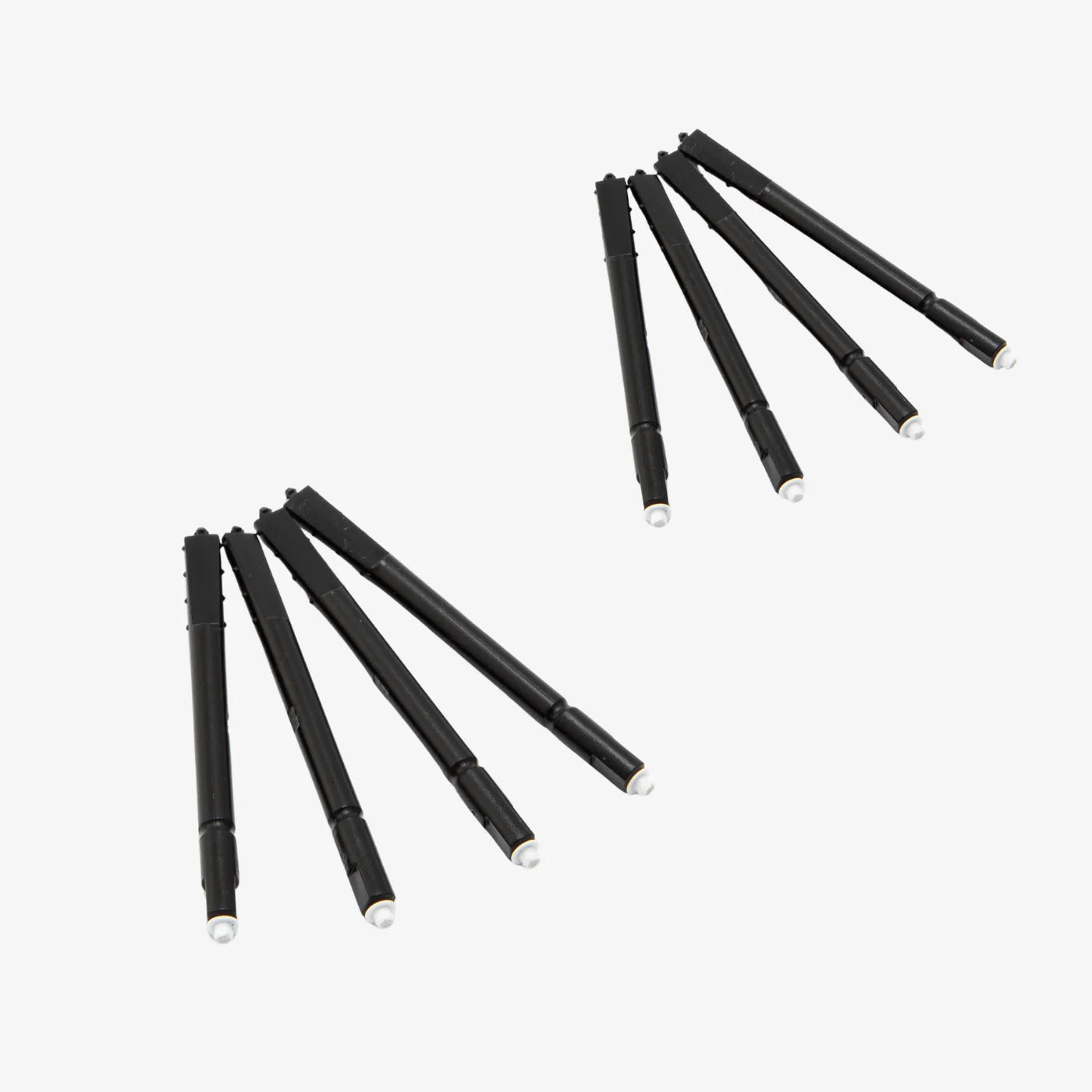 Eight-pack of black in-ear monitor replacement filters with small white tips